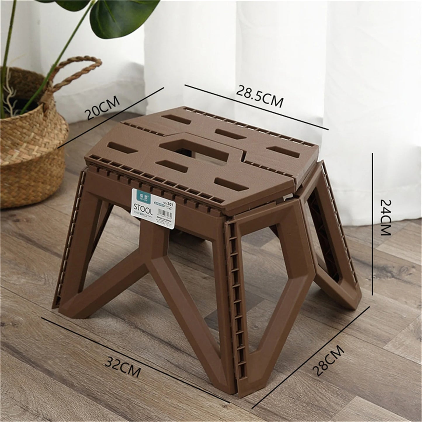 tabouret plastique portable brun