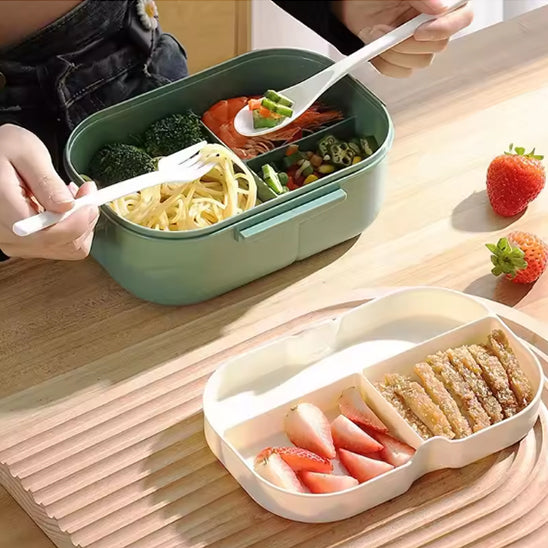 lunch box avec fourchette et cuillĂšre