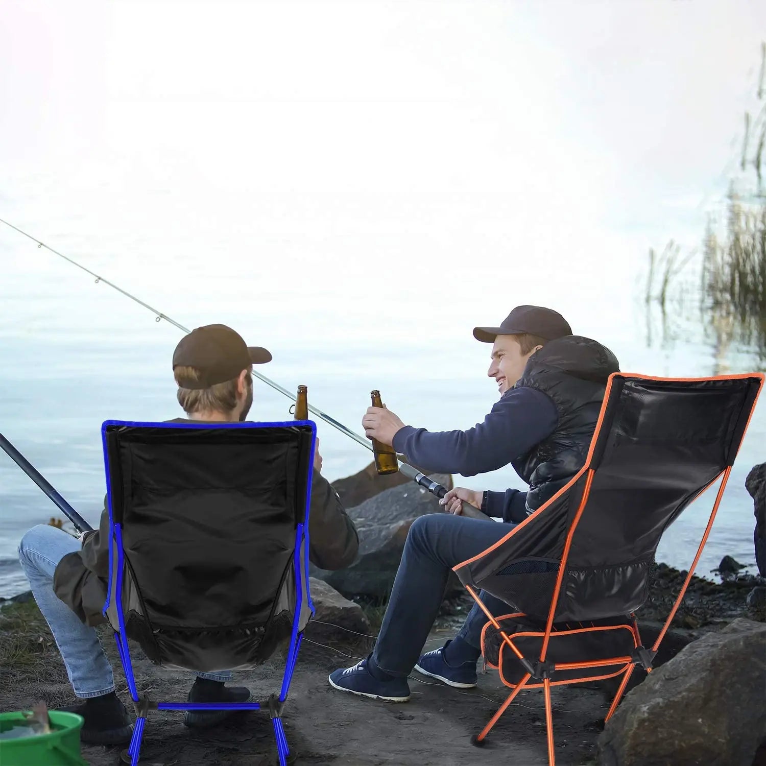 chaise pliante camping pêcher amis